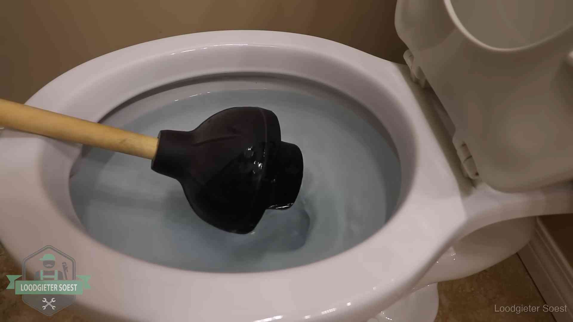 Plopper in een wc-pot die vol water staat in Soest